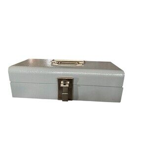 Vintage Gray Metal Cash Box Buddy Products W/ Tray Made In USA Small